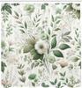 Green Shower Curtain, Vintage Farmhouse Themed Spring Feel Flowers And Leaves Urban Jungle Print, Cloth Fabric Bathroo