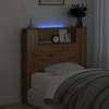 Storage Headboard with LED Artisan Oak Wood Based Material