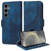 (Blue) Case for Samsung Galaxy S25 Leather Card Slot Holders Quilted Pattern Protective Cover