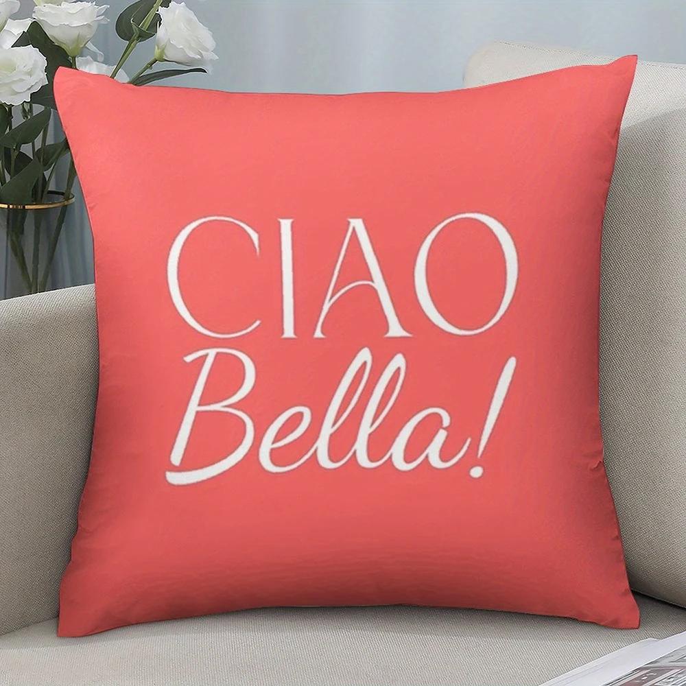 2D-Flat decorative cushion covers with striped design and various Italian quotes for sofa and chair.