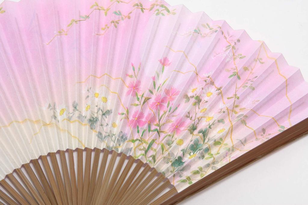 fan with fan in a presentation made in Japan blossom and bellflower [Hasegawa] Women's Kyoto-style case, box, (Cherry design, double-sided)