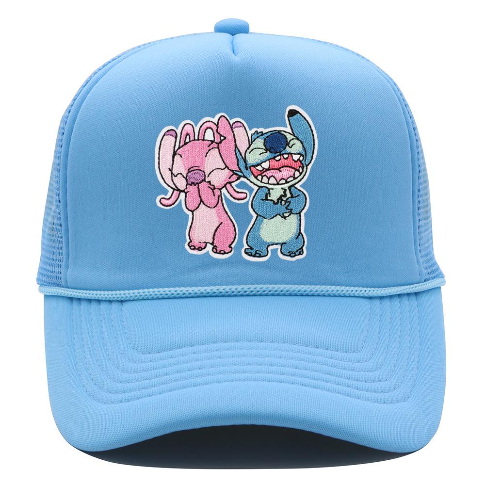 Labeling cartoon Stitch net hat color matching men's and women's baseball caps outdoor travel sunshade truck hat tide
