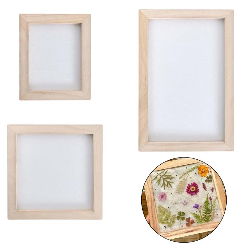 3Pcs Paper Making Craft Set Includes 3 Sizes Wooden Frames for Papermaking Handmade Craft Bookbinding Scrapbooking