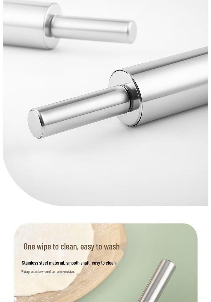Stainless Steel Seamless Rolling Pin for Baking, Dumplings, and Noodles