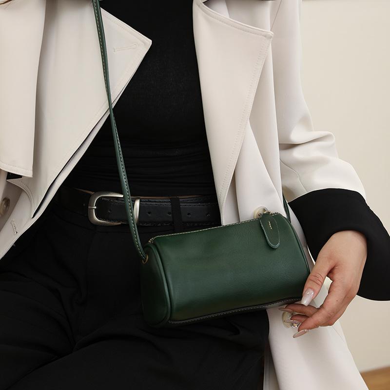 New Fashionable Top Layer Cowhide Small Shoulder Bag, Women's Genuine Leather, Internet Famous, Popular Single Shoulder Crossbody Bag