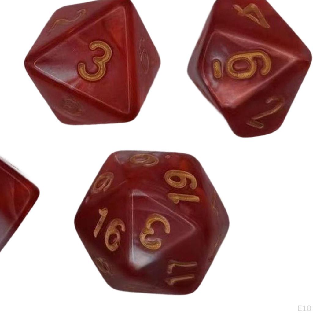 7 Pieces Acrylic Polyhedral Dices D6 D4 D8 D10 D12 D20 Gifts Board Game Props Durable for Role