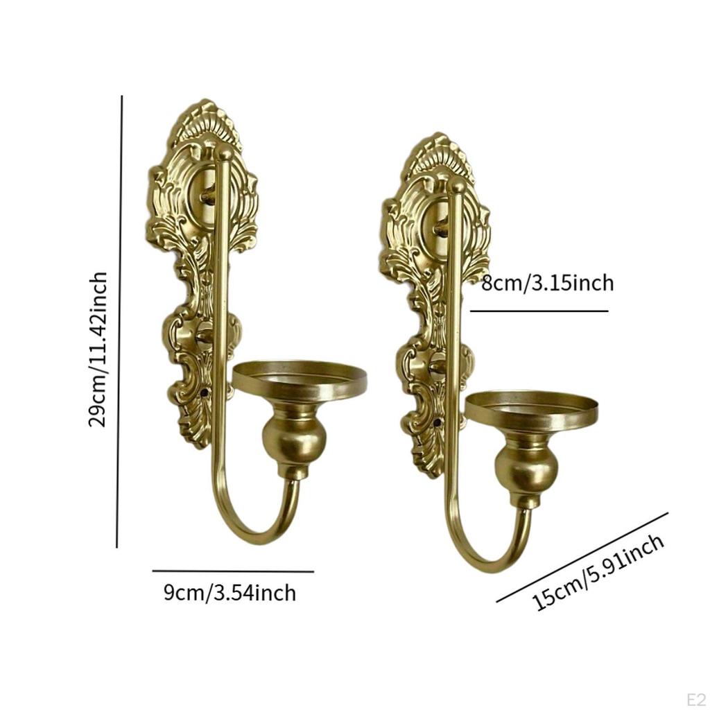 2x Candle Holder Candlestick Stand Multi Purpose Metal Ornament Wall Mounted for Wedding