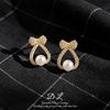 Elegant Pearl Bow Stud Earrings: Delicate, High-End Fashionable Ear Ornaments