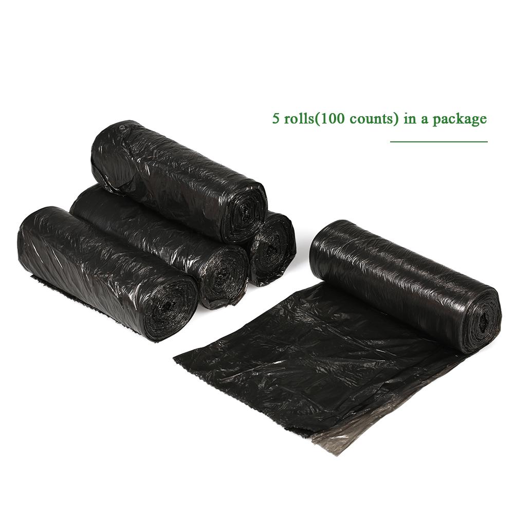 100pcs Plastic Bag Trash Bags Waste Bin Bags 5 Rolls Garbage Bags 18