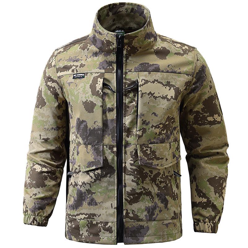 Men's Workwear: Breathable Camouflage Suit for Spring & Autumn - Durable, Thick, Wear-Resistant Outdoor & Training Gear.