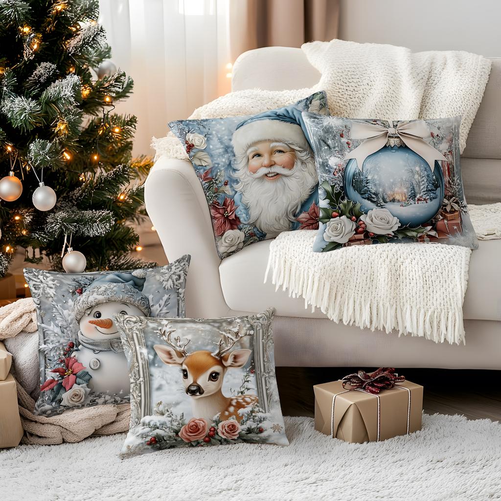 Vintage Christmas Decoration Pillowcase Bedroom Sofa Cushion Cover 100% Polyester Living Room Cushion Pillowcase Home Decor