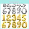 Elegant 40 Inch Gold And Silver Number Foil Balloons For Kids Birthday Parties