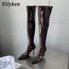Fashion Eilyken Fashion Sexy Patent Leather Women's Over The Knee Boots Fashion Pointed Toe Zip Stiletto Thin Heels Long Thigh High Shoe