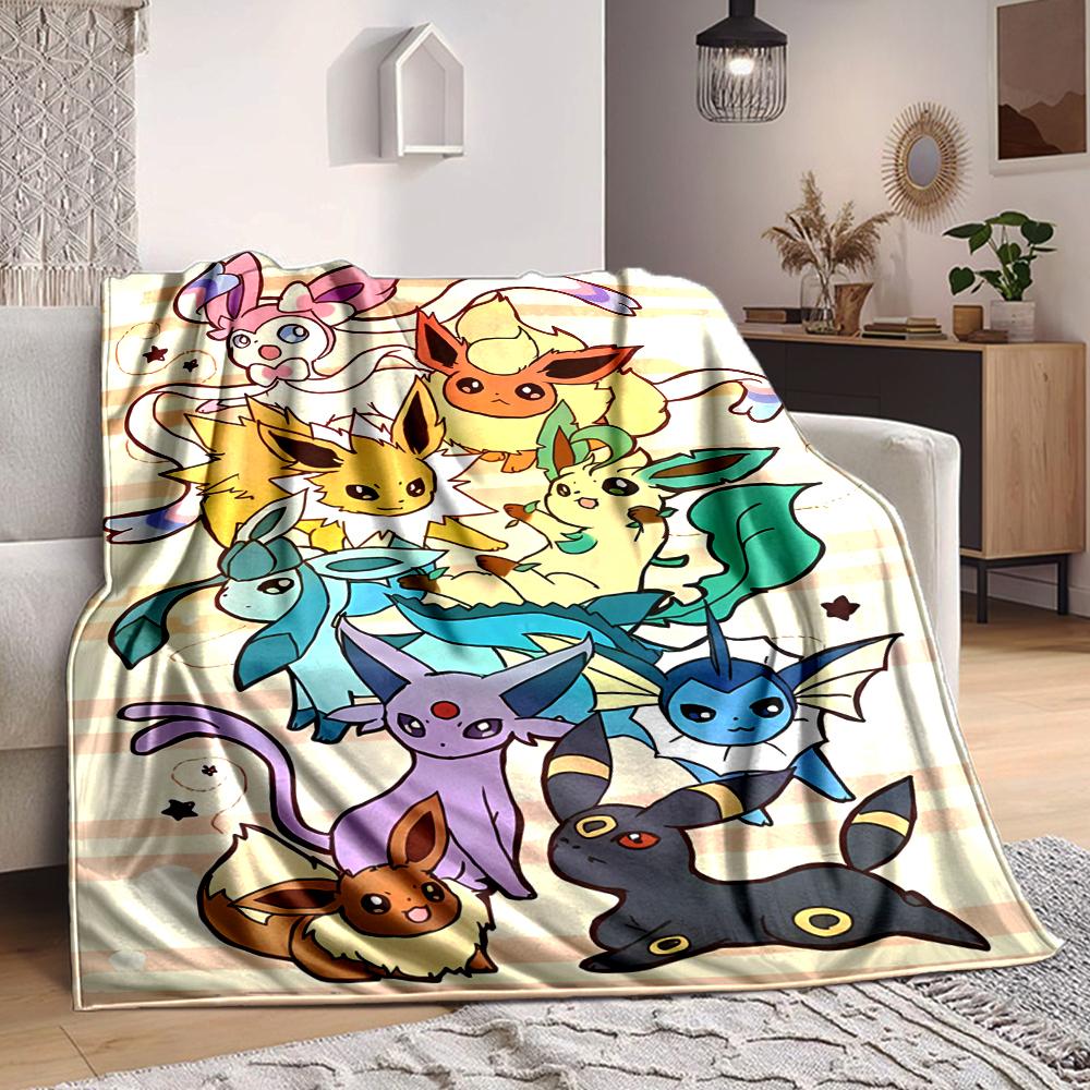 1Pc Eevee Evolution Collage Blanket Soft And Comfortable Casual Warm Camping Travel Christmas Halloween Xmas Gift M928521