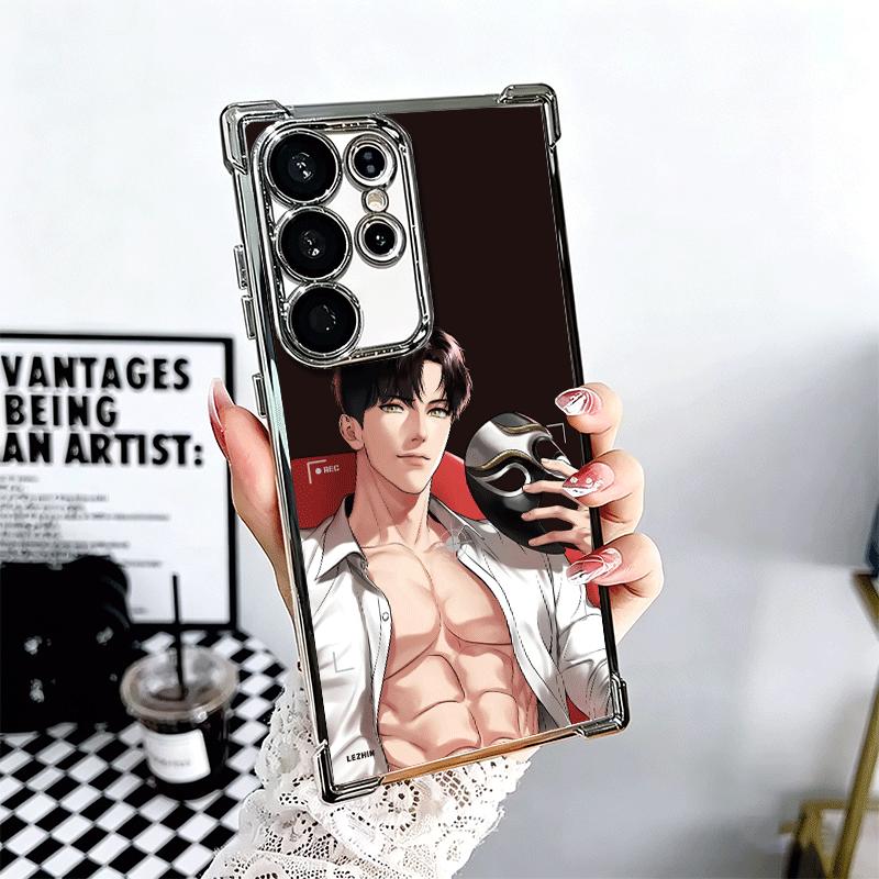 B-J A-Alex Anime Plating Phone Case For Samsung Galaxy S24 S25 FE S26 Edge S23 Ultra S22 S21 Plus S20 Anti-Fall Airabag Cover