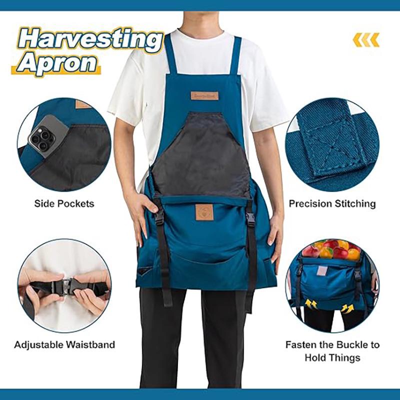 Custom Logo Gardening Apron with Quick Release and Large Pockets for Outdoor Use