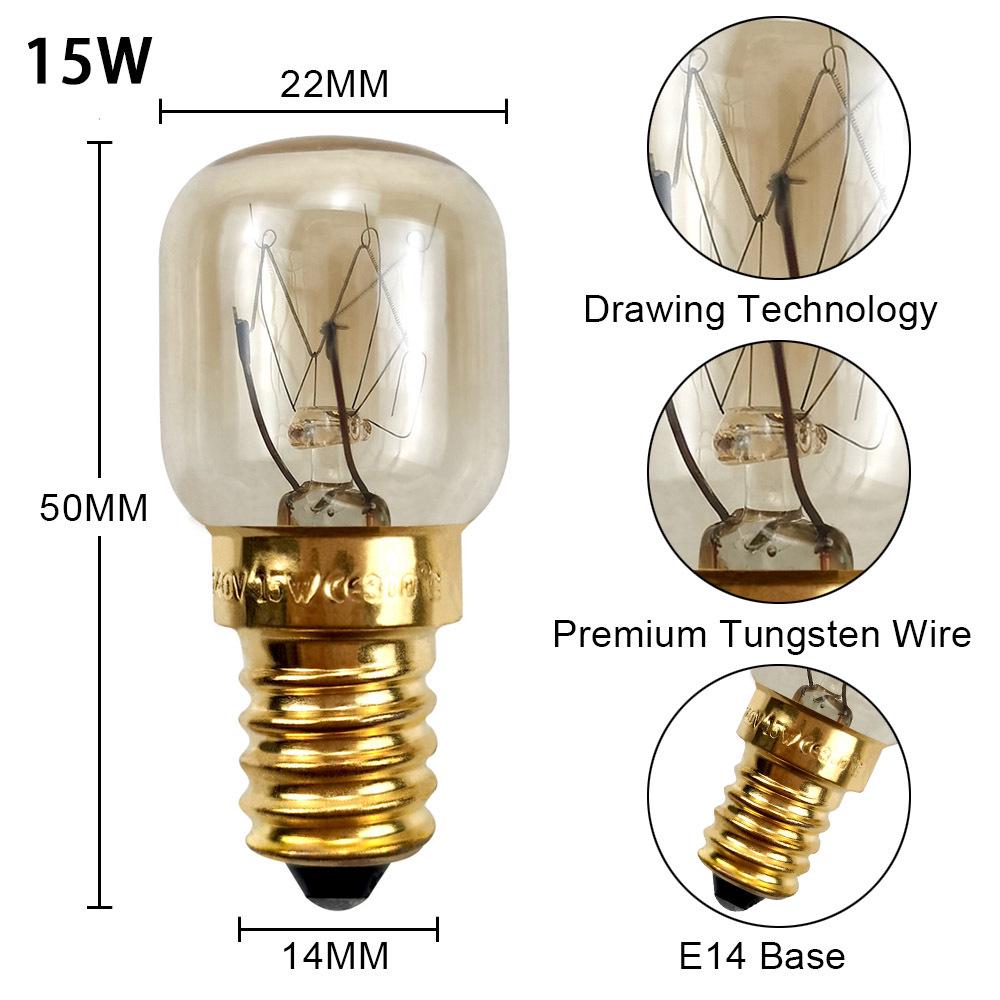 E14 High-Temperature Resistant Oven & Microwave Light Bulb, 15W/25W - Fits Himalayan Salt Lamps
