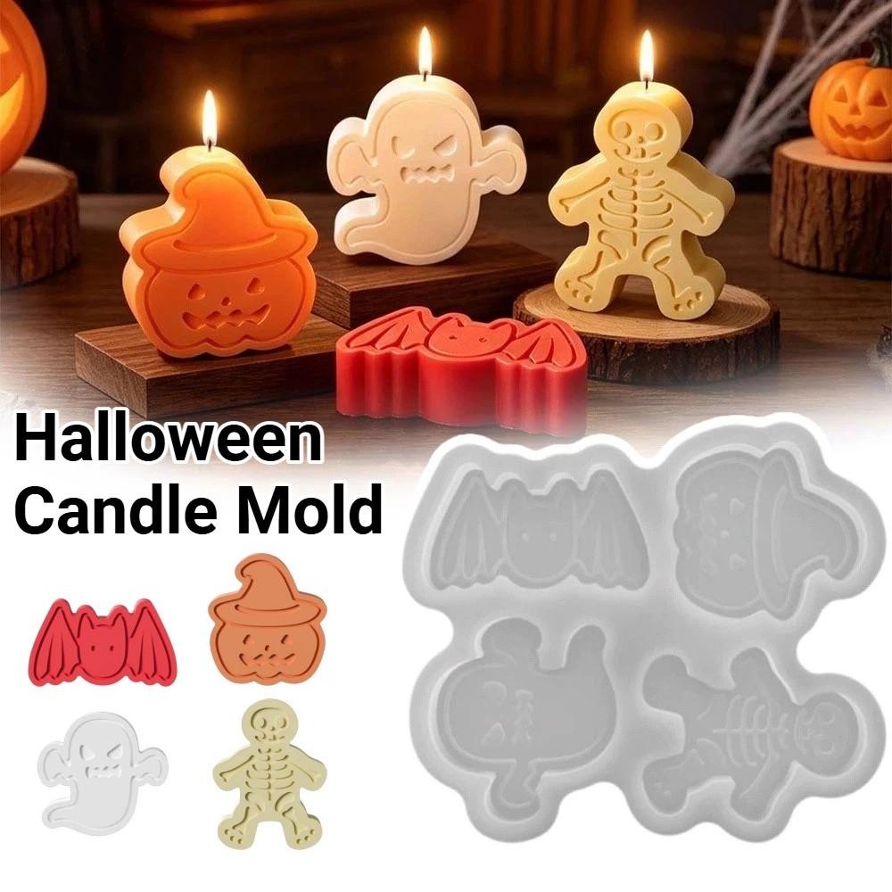 Ghost/Skull/Bat/Pumpkin Shaped Halloween Candle Mold Halloween Silicone Mold Making Supplies