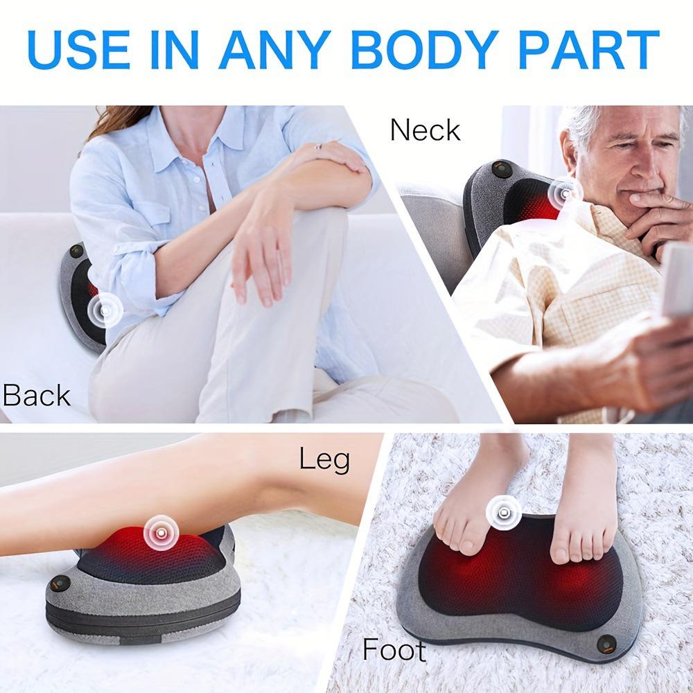 Dual-Use Neck & Back Massager Pillow with Heat Therapy for Home & Car Use