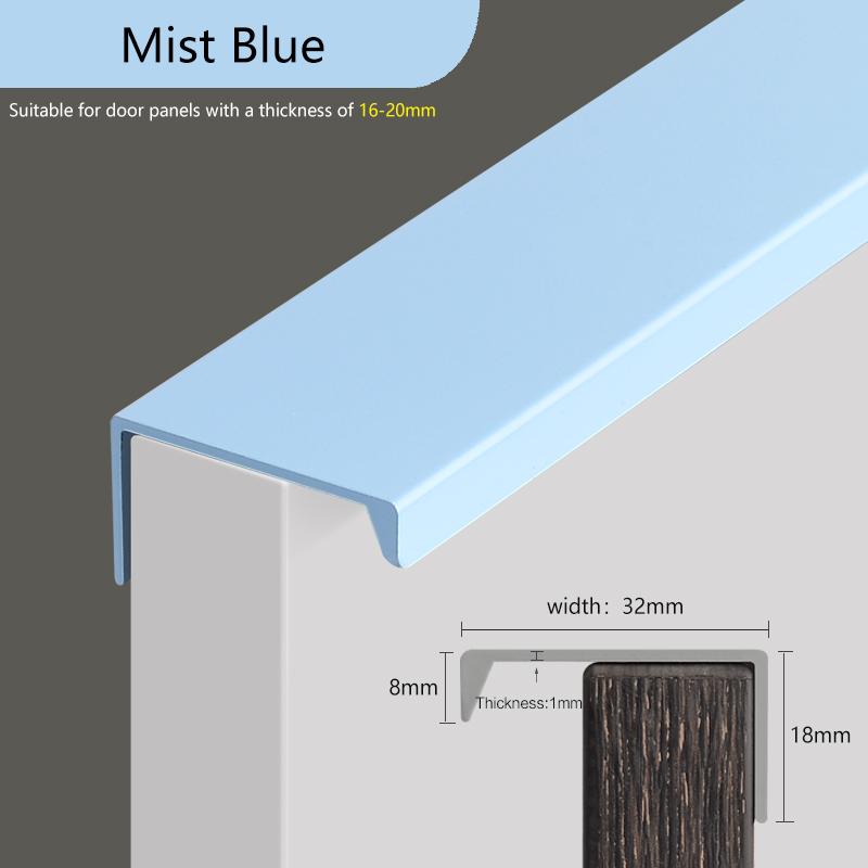Invisible Kitchen Door Handles EdgePull Handle Closet Door Drawer Colorful Pulls For Furniture Morandi Green Blue Orange