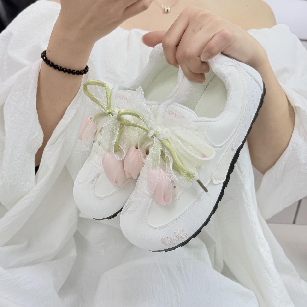 

Tulip casual cute playful fresh new autumn flat comfortable versatile sports shoes women 35 белый
