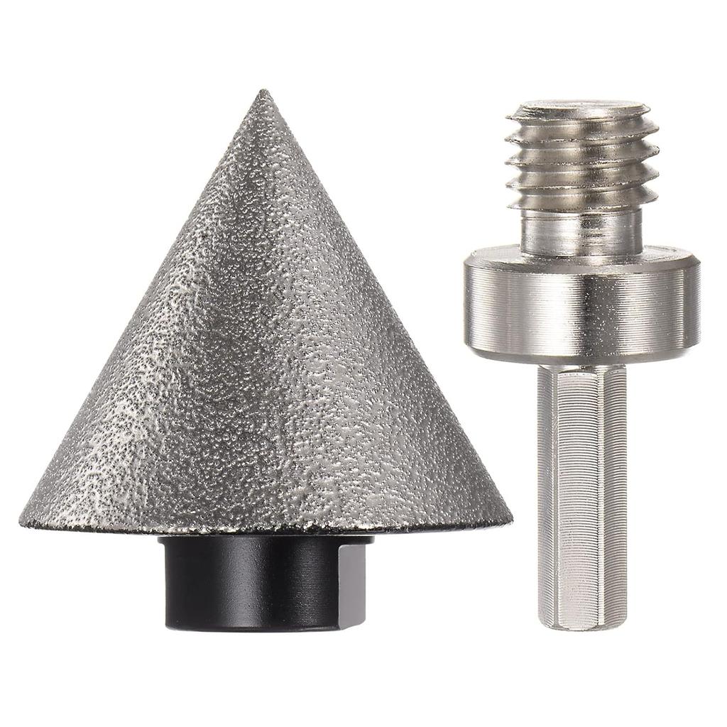 HARFINGTON Diamond Beveling Chamfer Bits 2"/50mm Dia 5/8-11 Thread Cone Grinder Bit with Adapter, Countersink Drill Bit To Enlarge Holes for