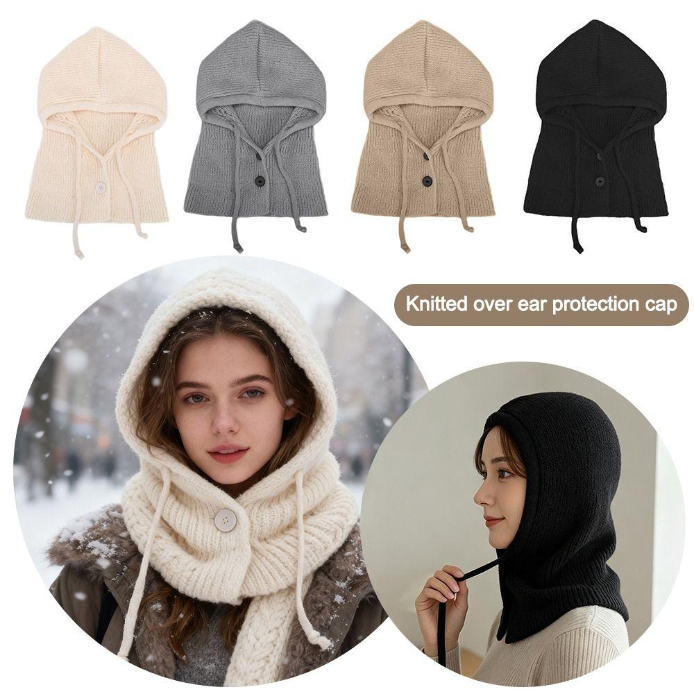 New Windproof Knitted Hat Thermal Insulation Neck Protection Knitted Balaclava Hat Beanie Cap Winter