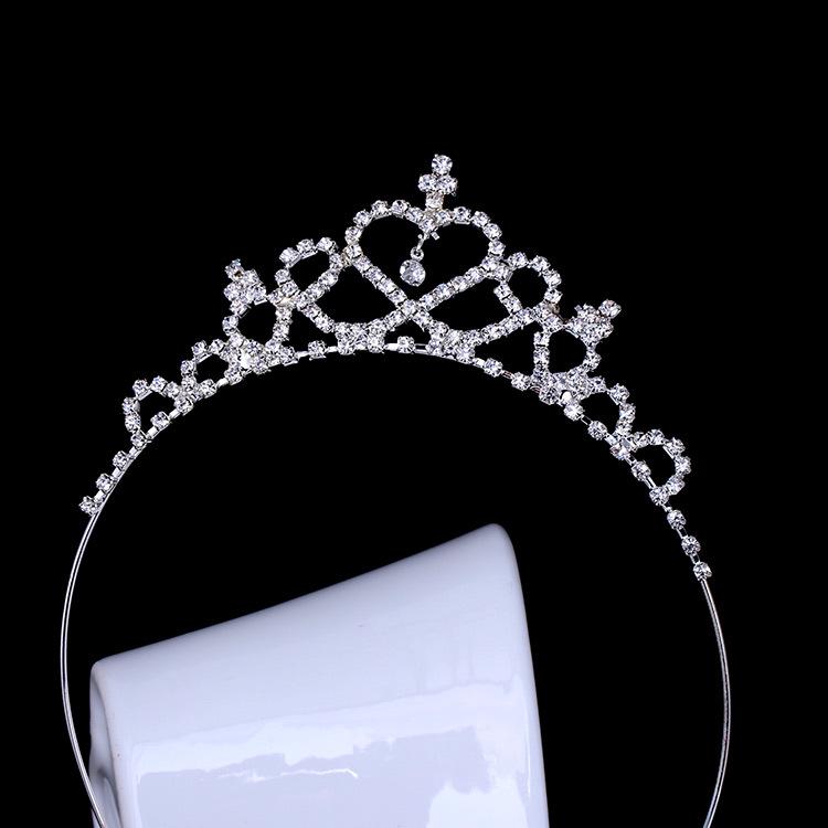 Korean Style Rhinestone Princess Tiara Headband for Children, Student Performance Hair Accessory.