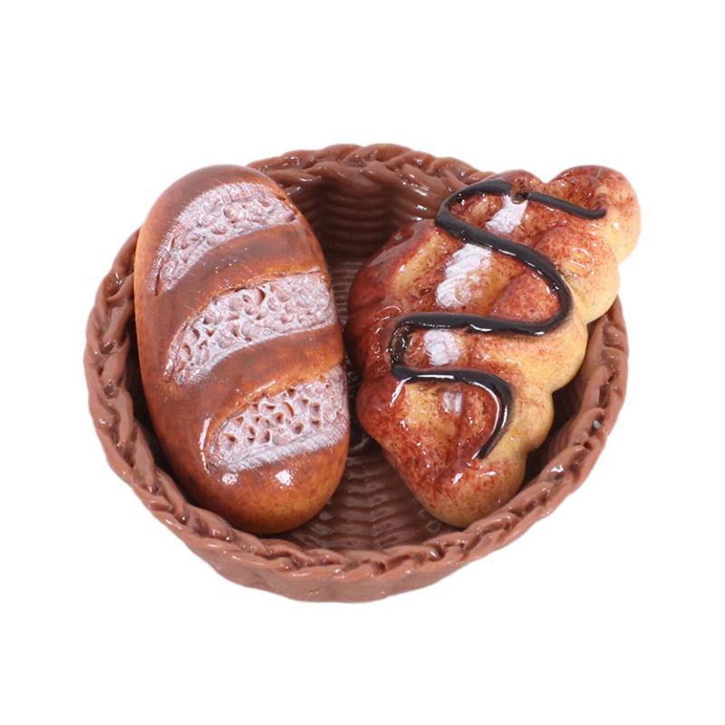 1/12 Dollhouse Simulation Mini Bread With Basket Model Dollhouse Kitchen Decoration Dolls House Dessert Shop Food Ornaments