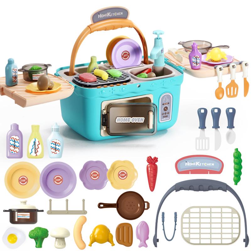 Multifunctional Picnic Kitchen Pretend Play Set with Storage Box - Fun Simulation Toy