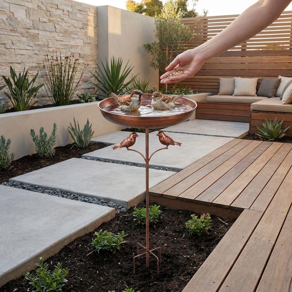 5 Claw Ground Plug Freestanding Birdbath Standing Bowl Bird Feeding Station Outdoor Garden