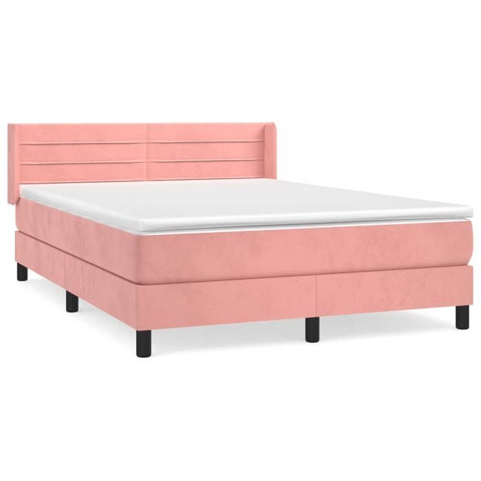 3131026 vidaXL Divan Bed with Mattress Pink 140x200 Cm Velvet