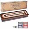 Holz Cribbage Spielset mit Magnetverschluss - Metall-Stifte - 2 Spielkarten