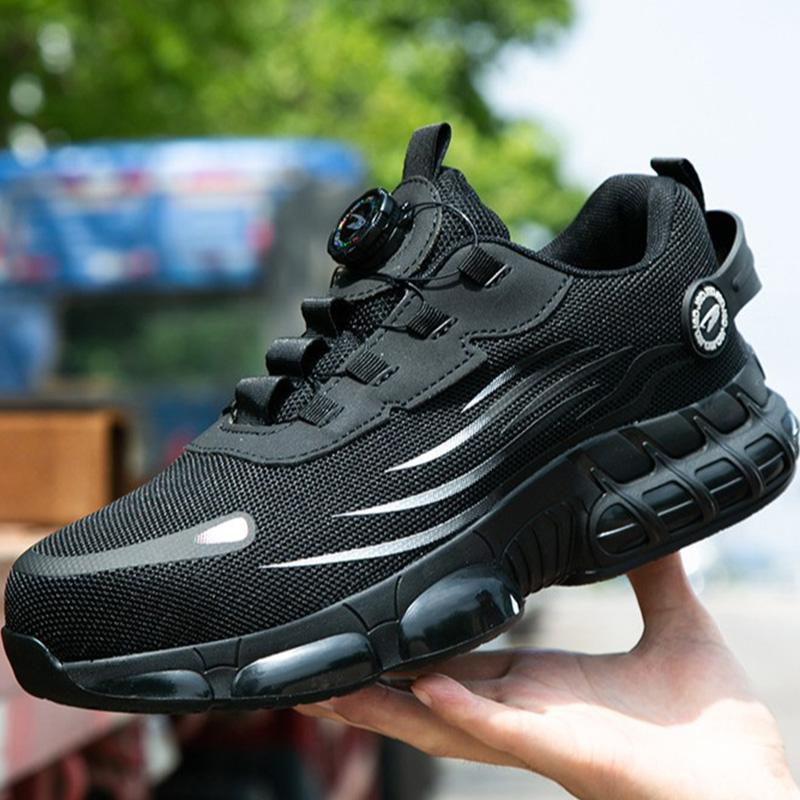 Rotary Button New Safety Shoes For Men, Anti-Impact And Anti-Piercing Work Shoes, Fashionable Men'S Sports Shoes, And Safety Pro