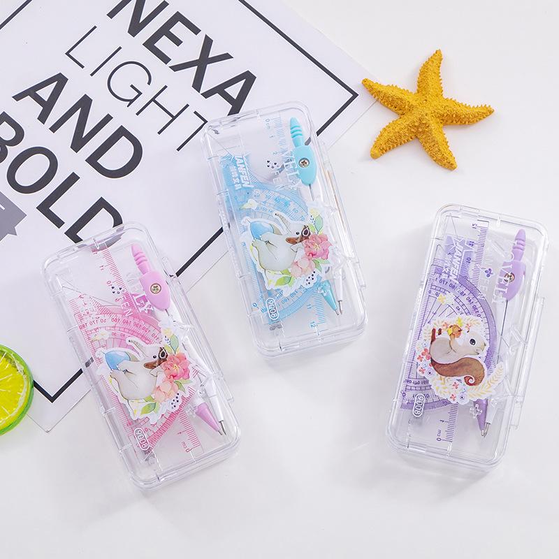 

Cartoon Multi-functional Drawing Compass Set for School - Cute Stationery with Ruler 13.5cm x 6cm