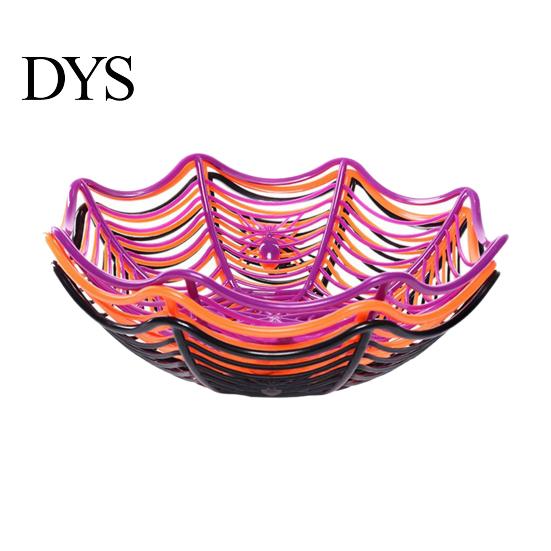 Plastic Party Favor Holders 3 Pcs Halloween Spider Web Baskets, Cobweb Fruit Holder, Trick or Small Event Serving Dishes Treat Candy Bowl for Favors,