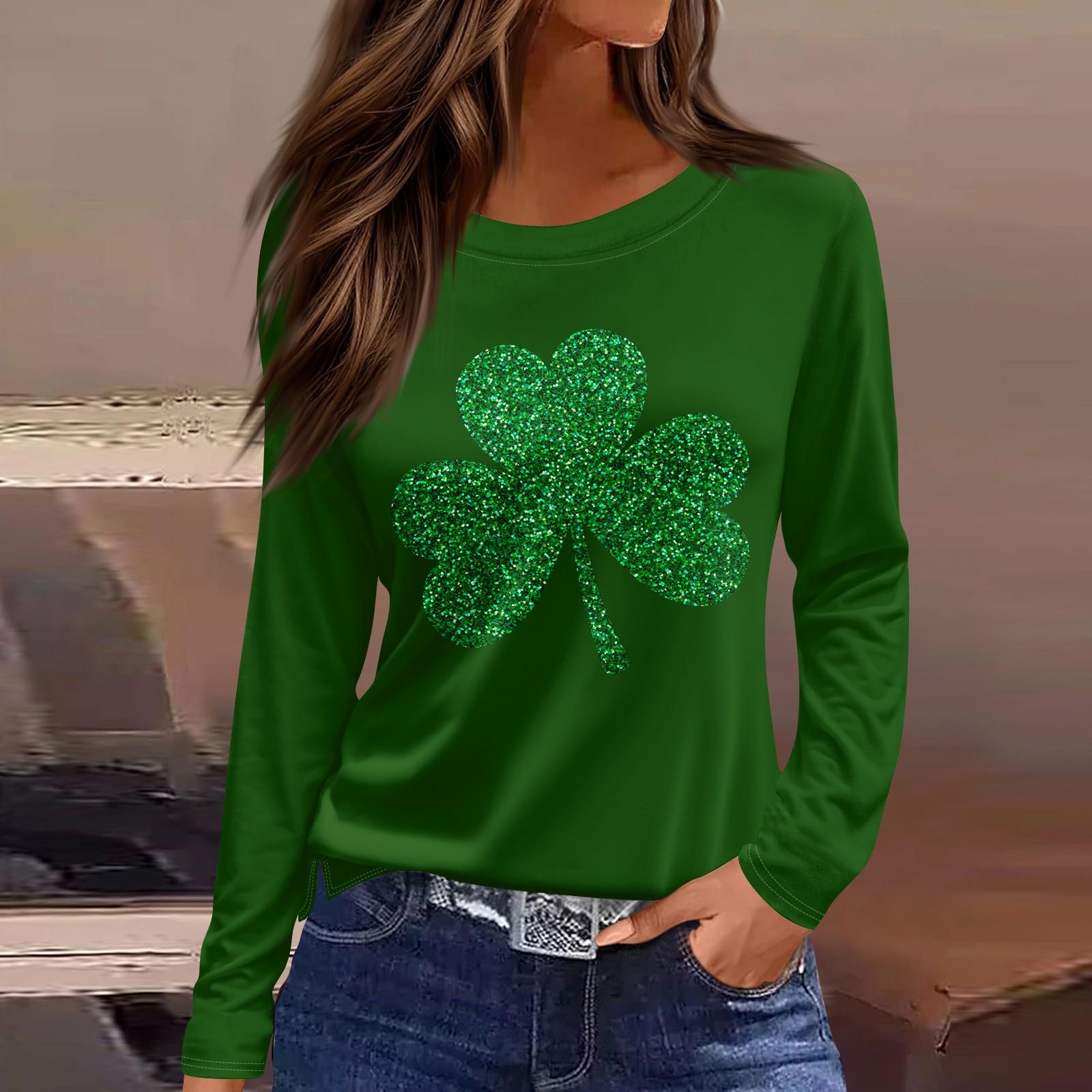 

Женская модная повседневная свободная футболка с разрезом и круглым вырезом с длинным рукавом с принтом, женский топ L армия зеленый