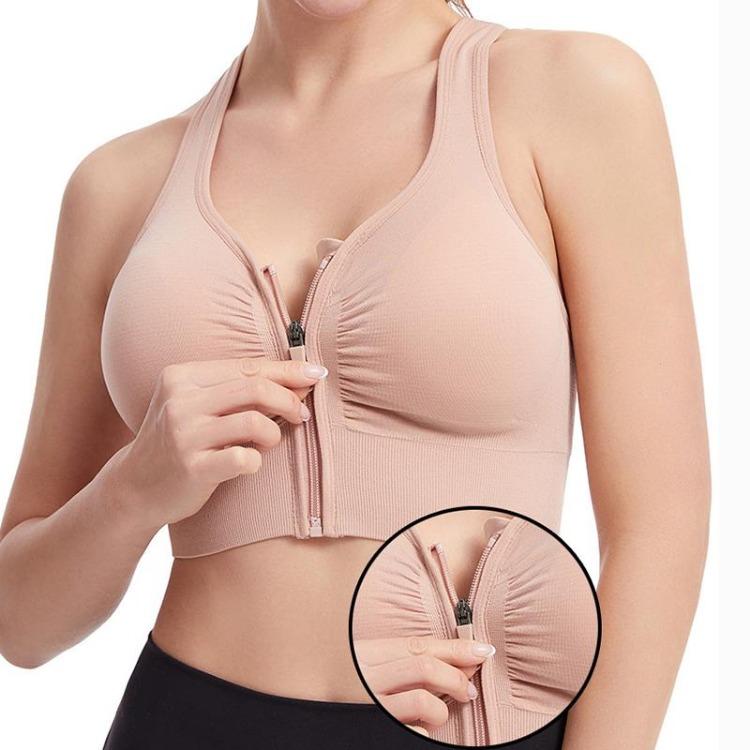 Shockproof Zipper High Impact Support Sports Bra for Women Plus Size Workout Running Yoga Bodybuilding Top