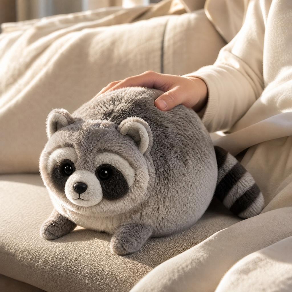 Plush Raccoon Stuffed Animal Toy Round Cute Soft Plushies for Kids Gifts