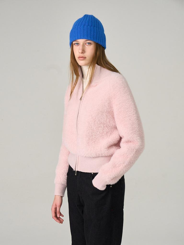 HUNCH Soft Hairy Knit Zip-Up (2Colors)