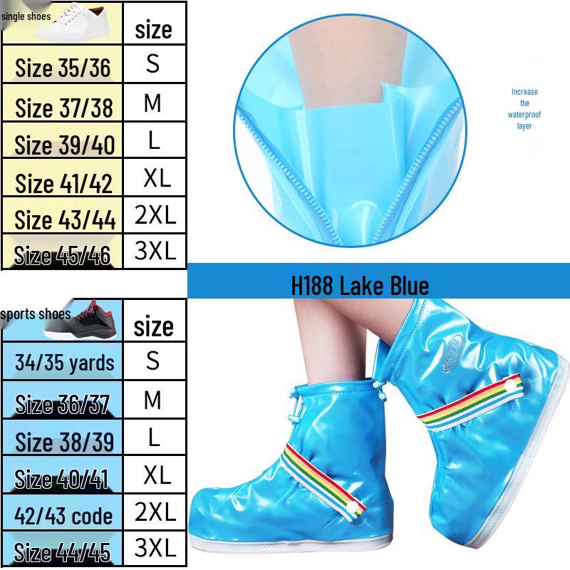 Unisex Waterproof Non-slip Thickened Rain Boot Covers with Wear-resistant Sole for Outdoor Use
