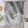 Black White Feather Pattern Curtains Minimalist Window Drapes Living Room Bedroom Home Decor Modern Light Filtering Polyester Sitting Treatment