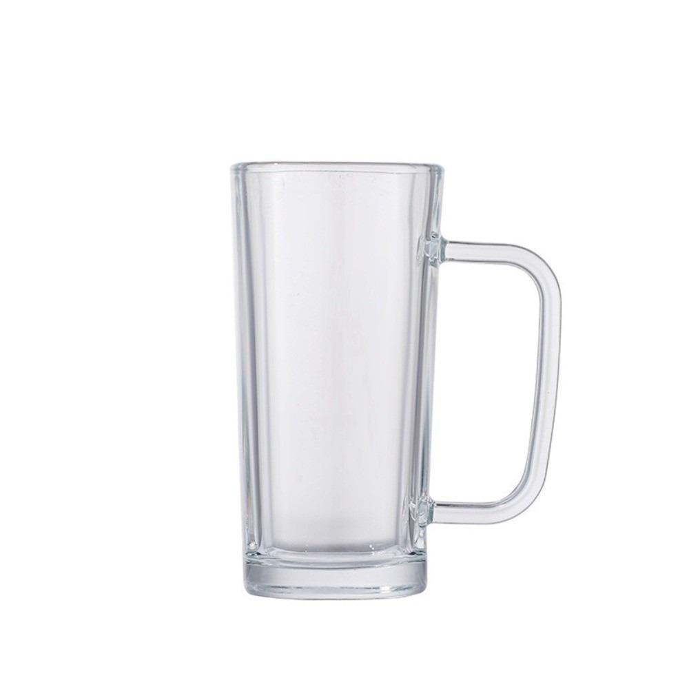 1Pcs Ins Square Transparent Glass Cup Heat Resistant Ergonomic Handle Water Cup Juice Glass For Home Bar Drinkware