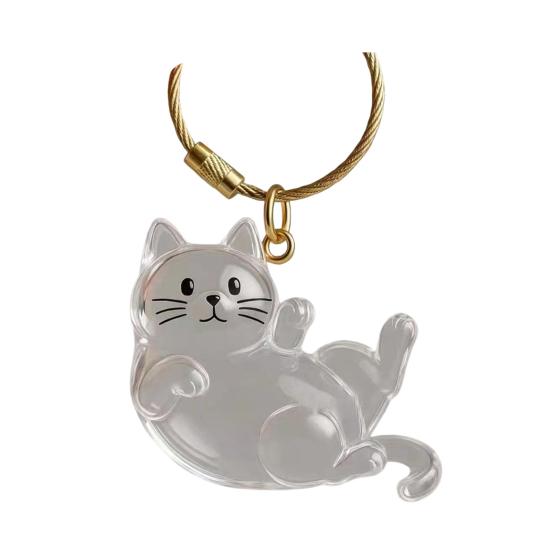 

Keychain Pendant Transparent Cat Design Pet Hair Storage Box Key Chain Pet Hair Pendant Keyring Hair Storage Bottle