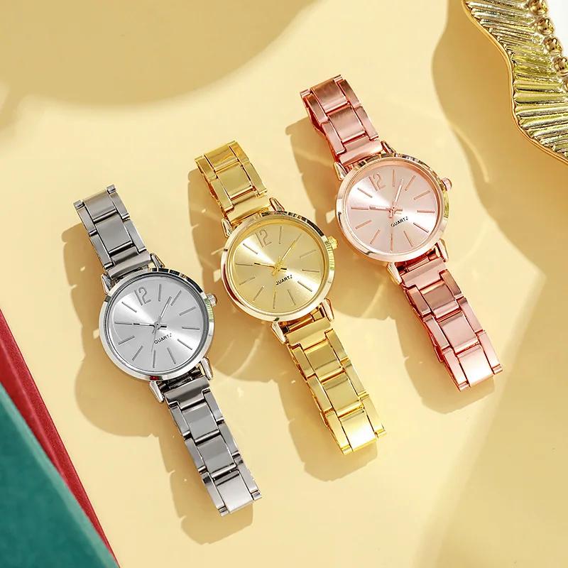 Fashion Women Elagant Watch Casual Simple Steel Strap Quartz Watch Love Bracelet Temperament Wearing Style