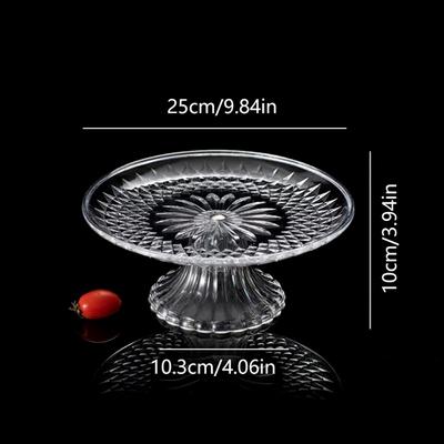 Acrylic Clear Serving Plates Fruit Dessert Salad Tray Cupcake Display Stand Round Dinner Plate Kitchen Supplies