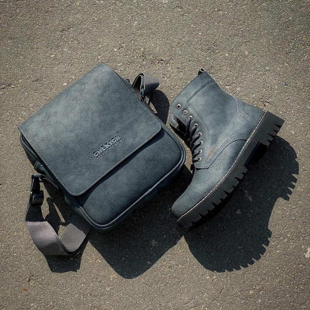 Chekich 2023 Stiefel für Herren, Marineblau, Kunstleder, Schnürung und Reißverschluss, Wintermode, Schnee, große Größen, Knöchel, Sport, bequem, warm, CH009