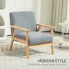 Modern Armchair, Cashmere Upholstered Sofa with Solid Wood Legs and Wide Seat, Accent Chair for Living Room Bedroom Office, Grey