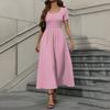Women's Fashion Casual Short Sleeve Round Neck Splicing Elegant Temperament Dress