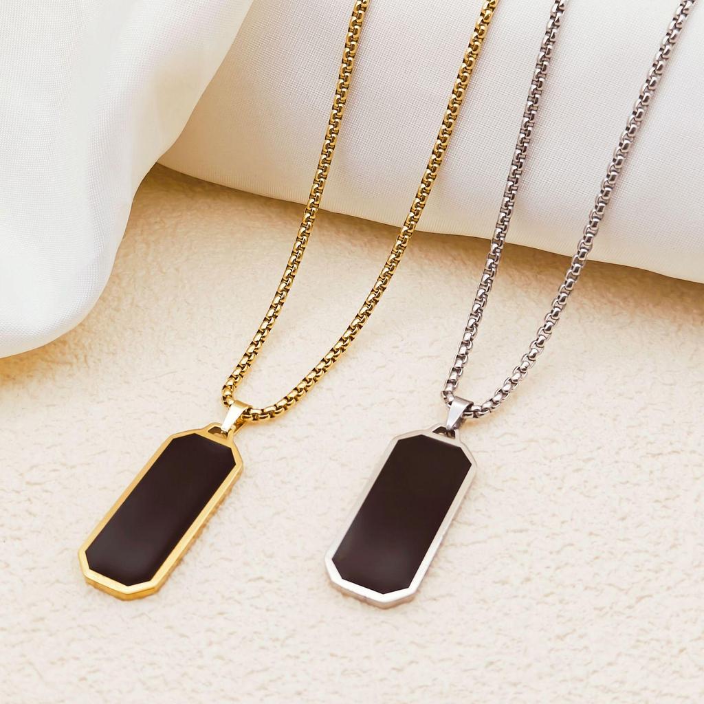 Tidal Black Titanium Steel Geometric Sweater Necklace - Unisex Hip Hop Accessory